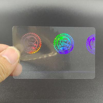 China Custom Printing Anti-Counterfeiting ID Hologram Overlays 3d Holograms Transparent Overlay Sticker For VIP PVC Business Card for sale