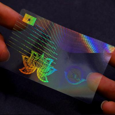 China Anti-Counterfeit Custom Transparent ID Card Overlay Custom Hologram Sticker for sale