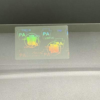 China Anti-Counterfeit Shine Foil Card Size Hologram Overlay Transparent Rainbow Effect Sticker for sale