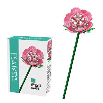 China Creative Pink Carnation Flower Simulated Building Toy MY89014 Moyu Diy Moc Bricks Shop Flower Bouquet Building Blocks for sale