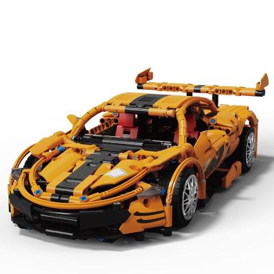 China Toy Taigaole T2009 1/14 DIY Building Orange Sports Racing Car Building Block Car Static Version Building Block Sets for sale