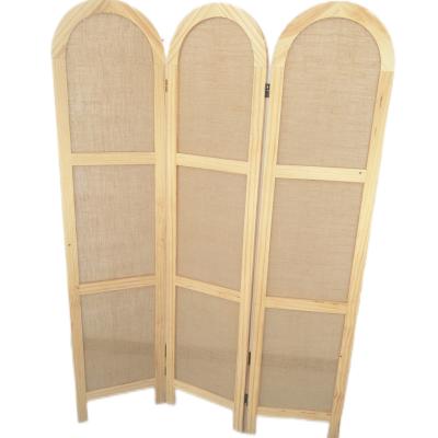 China Cheap Decorative Interior Curved Wooden Folding 3-Panel Screen Room Divider Clean for sale