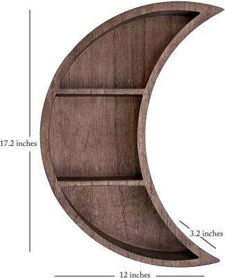 China Viable Handcrafted Wood Crescent Moon Shelf - features true Crescent Moon Phase Shape on natural wood tones for sale