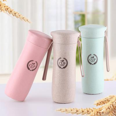 China Wheat Biodegradable Plastic Straw Bottle 360ml BPA Free Eco Friendly Water Cup Bottle for sale