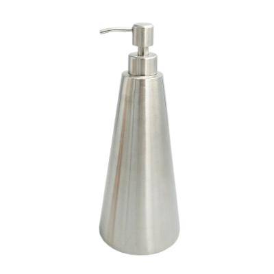 China Personal Care 800ml 27oz Rust Resistant Pyramid Shape Silver 304 Stainless Steel Unique Refillable Shampoo Dispenser Bottle for sale