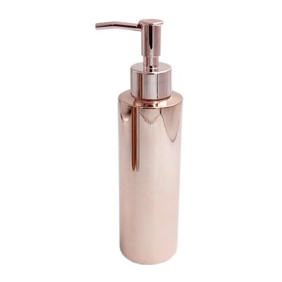 China Personal Care 350ml Special Cylinder Shining Champagne 304 Stainless Steel Refillable Lotion Dispenser for sale