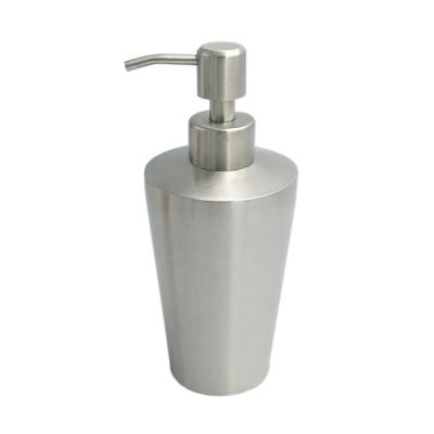 China Silver Refillable Personal Care 350ml Cone Shape 304 Stainless Steel Body Care Lotion Soap Bottle Dispenser for sale