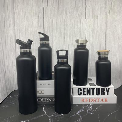 China Popular read to ship simple modern reusable gradient stainless steel flask beverage water temperature black white thermos bottle wholesale for sale