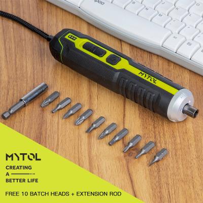 China Mytol 3.6v Battery 2ah 320rpm Mini Electric Screwdriver Power Tool High Quality Precision DC Yellow 2Ah Cordless Screwdriver for sale