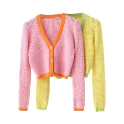 China Autumn Fashion Casual Sweet Knitted V-Neck Tops V-Neck Cardigan Ladies Anti-Wrinkle Sheath Long Spring Sweater Sweater Cos Slim Woman for sale