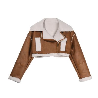 China Winter New Breathable Design Lambswool Coat Warm Thicken Sheepskin Leather Fur Coats Cardigan Top Full-Length Women's Short Jacket for sale