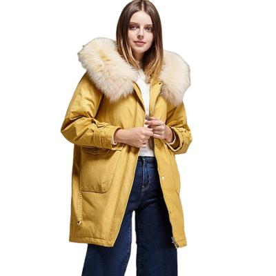 China Fox Fur Waterproof Down Coat Winter Windproof Long Length Jacket Warm Women Coat Elegant Oversized Stripper for sale