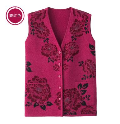 China Breathable Women Invest Fashion Flower Beaded Knitted Casual Warm Vest Women's Autumn Spring Sleeveless Jacket Plus Size for sale