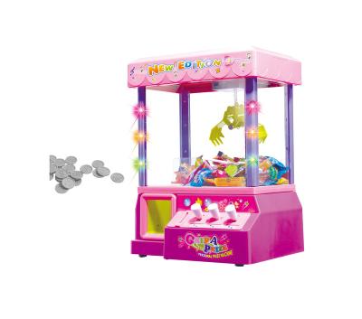 China Cartoon Toys Desktop Crane Machine Coin Operated Candy Grabber Doll Candy Catcher with LED Light Children Kids Girl Toys for Christmas Gift for sale