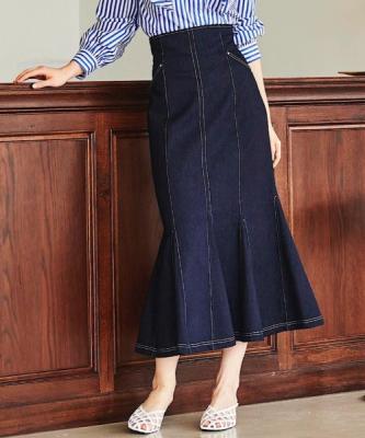 China Anti-Static Stylish Custom Made Denim Mermaid Ladies Skirts Long Skirt Women, Cheap Ladies Denim Casual Skirt For Ladies for sale