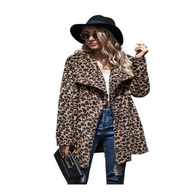 China 2021 Anti-wrinkle popular leopard print coat fashion jacket winter long wear woman for casual women for sale