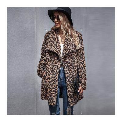 China Anti-wrinkle Autumn Winter Long Coat And Sheath Casual Winter Jacket Leopard Print Female Long Coat for sale