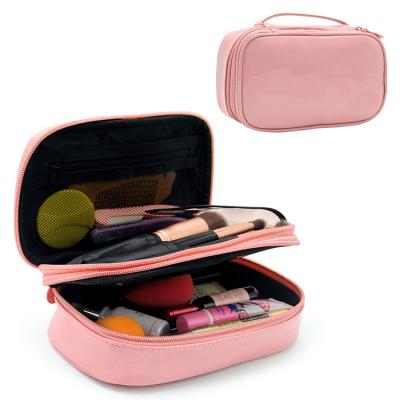 China Viable Best and Cheapest PU Cosmetic Bag Double Zipper Sublimation Waterproof Makeup Bag For Girl for sale