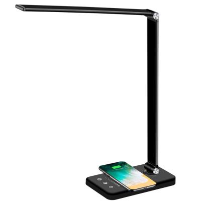 China 5CCT Morden Adjustable Stepless Dimming Multifunctional Led Desk Lamp With Wireless Charger Quickly For Reading for sale