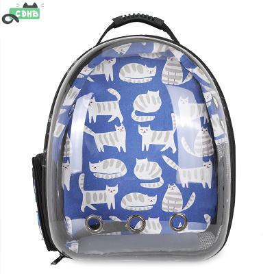 China Portable Cat Dog Viable Transparent Breathable Backpack Take Out Cartoon Pet Bag for sale