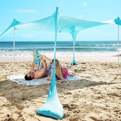 China Extended Type YiSheng UV Protection Sunproof Beach Sun Shade Waterproof Shelter Tent With Sandbags Camping Tarp for sale