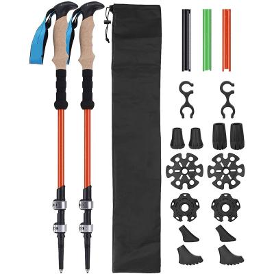 China 7075 Carbon Fiber Alpenstock Foldable Ultralight Aluminum YiSheng Outdoor Ultralight Foldable Rise Trekking Poles Retractable Telescopic Rise Poles for sale