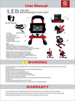 China Luces de inundación portátiles de la MAZORCA recargable LED 20 vatios para el alumbrado de seguridad en venta