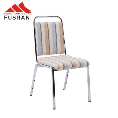 China Other New Style Good Quality Metal Frame Hotel Banquet Upholstery Fabric Chrome Legs Dining Chair Steel for sale