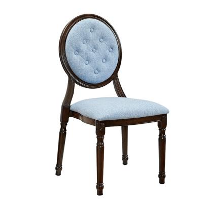 China Dining Chair French Design Dining Stacking Metal Round Back Louis xv Style Aluminum Upholstered Chair for sale