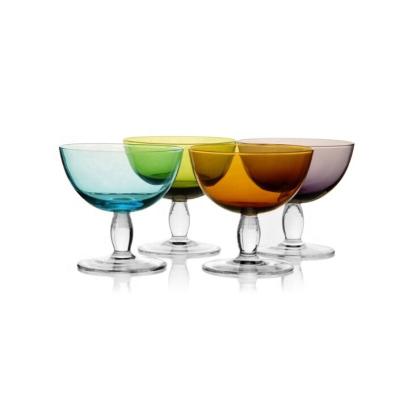 China Viable Multi Minimalist Clear Goblet Dessert Cup Cup Ice Cream Color Footed Small Glass Bowl for sale