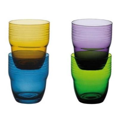 China Sustainable Stackable Glass Beverage Tumblers Hand Blown Glass Colored Water Glasses Set Of 4 Drinking Glasses for sale