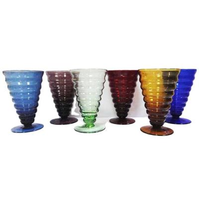 China Sustainable Soda Glass Set Footed 6 Cup Ice Cream Glass Bowl Decoration for sale