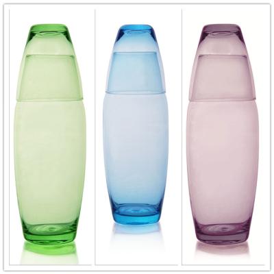 China Factory Size 25cm Dishwasher Safe Colored Glass Water Carafe Bedside Sustainable Drinking Glass Set for sale