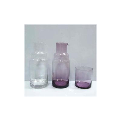 China Viable Bedside Carafe Night Water Carafe With Tumbler Glass 2 Piece Midnight Glass Carafe Midnight Drink for sale