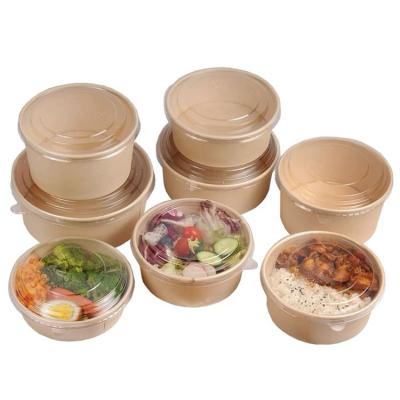 China Bio-degradable 400ml 500ml 750ml 1000ml lunch delivery quality hand leaver double die wrinkal take-out can paper bowls for sale