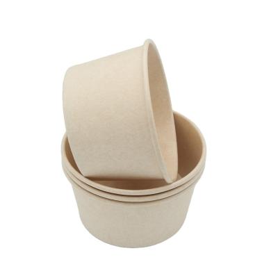 China Biodegradable Natural Bamboo Fiber Paper Deep Bowl for Soup Waterproof Disposable Thick Paper Insulation with Paper Lids for sale