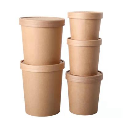 China Biodegradable Promotional White Cardboard Ice Cream Tubs Packing Box Kraft Paper Thickened Ice Cream Tubs for sale