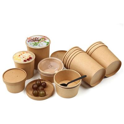 China Biodegradable Food Use Paper Soup Cup Best Price Kraft Paper Tub for sale