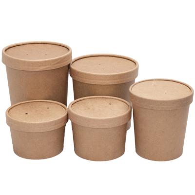 China Biodegradable Biodegradable Compostable Kraft Paper Soup Tub Disposable for sale