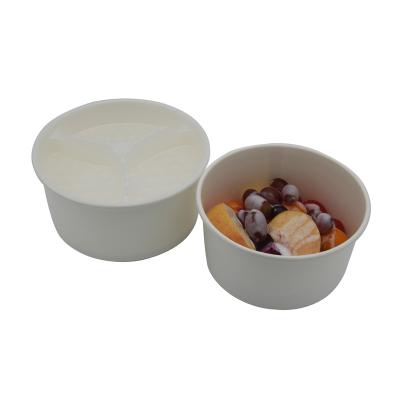 China Biodegradable OEM Service Customized Wholesale Disposable Food Container Factory Wholesale Disposable Soup Bowl White Kraft Paper Bowl With Lids for sale