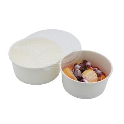 China PLA Biodegradable Disposable White Paper Take Out Soup Bowl With Lid Noodle Paper Bowl With Lid for sale