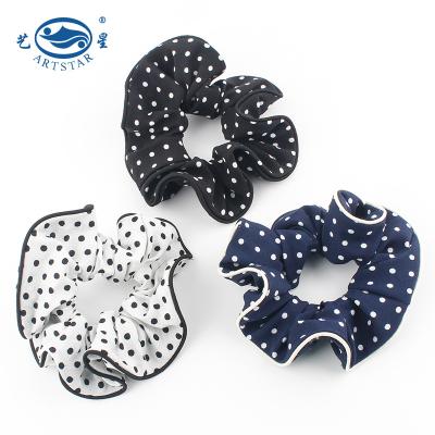 China Fashion Factory Custom Design Polka Dot Logo Printed Hair Scrunchies Extra Large Smooth Scrunchie Hair for sale