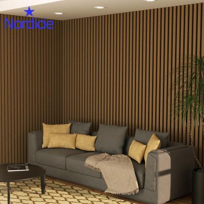 China Modern European Standard Acoustic Sound Absorbing Wood Wall Panels Wooden Slats for sale