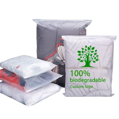 China Recyclable High Quality Biodegradable Cheap Printed Zipper Garment Shirt Packaging Frosted Transparent Slide Zip Lock Plastic Bag With Logo for sale