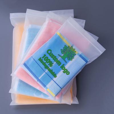 China Recyclable Custom Logo Printing Slide Matte/ Frosted Biodegradable Zipper Plastic Bag Clear Clothing Tshirt Poly Zip Bag Zip Lock for sale