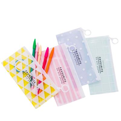 China Soft touch PVC School and Office Custom Color Printing Pvc Pencil Case Transparent Pvc Pencil Bag Plastic Pen Case for sale