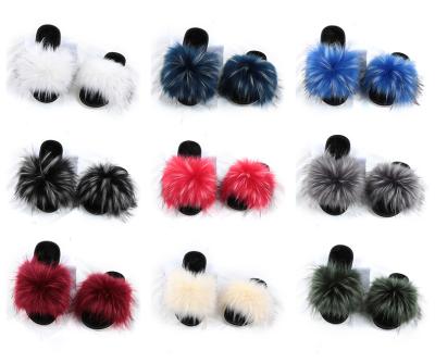 China Fashion Trend New Fox Fur House Slippers Fashion Ladies To Color Fur Slippers Plus Velvet Slippers for sale