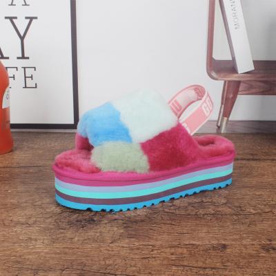 China Fashion Trend Eva Wool Slippers Women's Warm Winter Cotton Slippers Heightened Thick-soled Slippers for sale