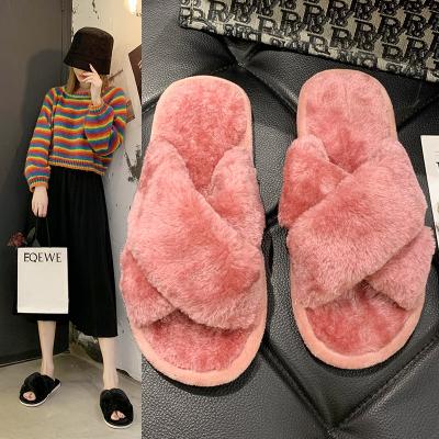 China Fashion trend new product ladies slippers fashion bedroom shoes slippers plush home shoes for sale