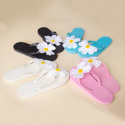 China Fashion Trend Fashion Summer Outdoor Women's Dressing Flower Flip Flops Dressing Low Heel Slippers for sale